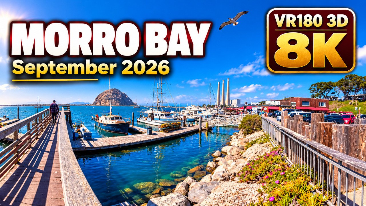 Morro Bay California harbor and Morro Rock VR180 3D virtual reality photo presentation