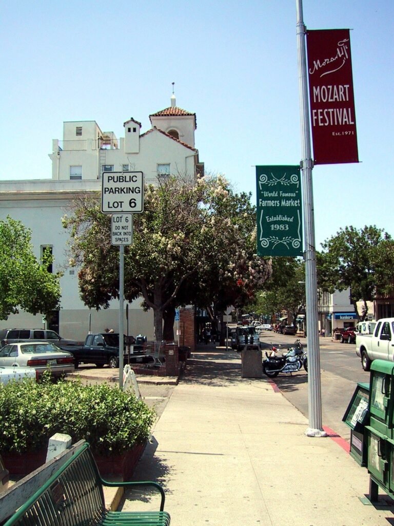 Public Parking Lot 6 sign at the Court Street parking lot in San Luis Obispo on August 1, 2003