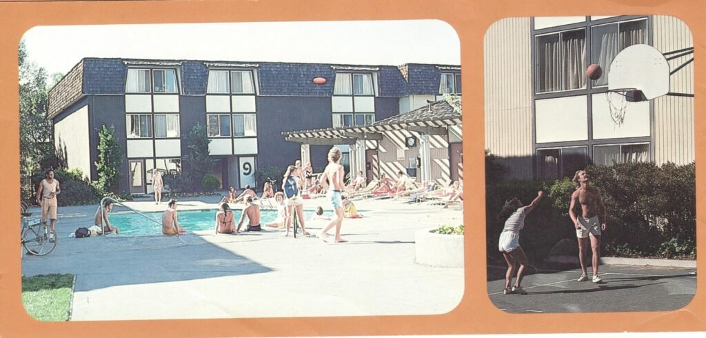 Stenner Glen pool area and Building 9 in San Luis Obispo, 1978